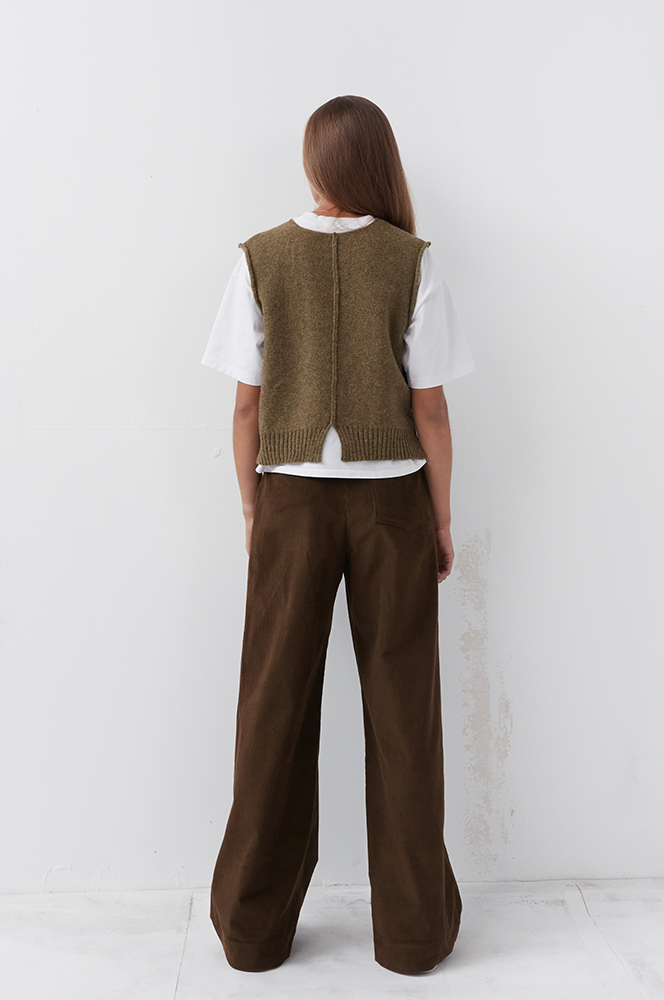 Штани широкі вельвет оливка (БР 82)